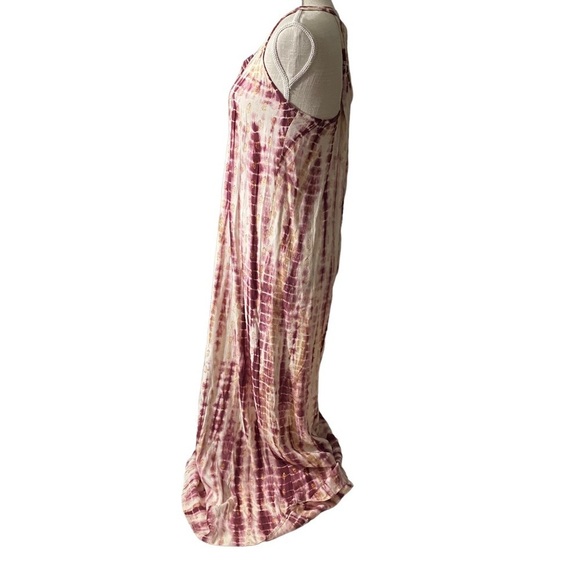 Love Stitch Tie Dye Scale Metallic Dots Textured Sleeveless Halter Maxi Dress Sm - Picture 8 of 12